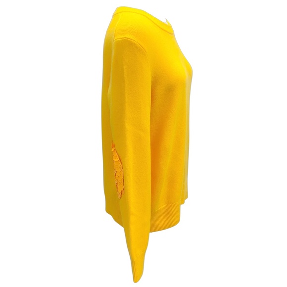 TORY BURCH YELLOW SEQUINED CASHMERE KNIT PULLOVER SWEATER - Picture 2 of 5